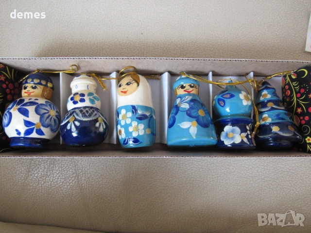 Сет 6 коледни играчки за елха -матрьошки, снимка 2 - Декорация за дома - 52880234