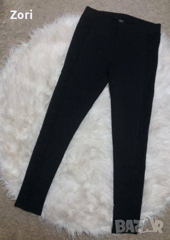 Черен клин-панталон с кант от черна широка дантела , снимка 1 - Клинове - 45668608