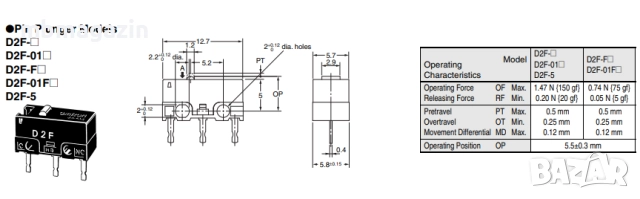 Omron D2F-01F-T Japan Mouse Micro Switch, снимка 2 - Клавиатури и мишки - 52950426