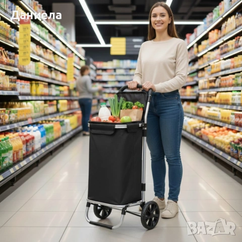 Количка за пазаруване – 40 л, водоустойчива, лека и удобна с 2 колела, снимка 3 - Други стоки за дома - 53108734