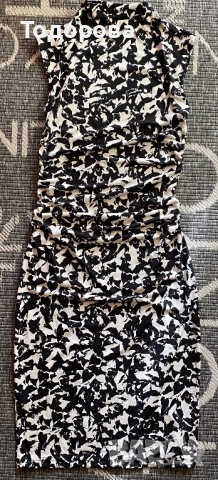 Рокля HM черно и бяло, под коляно, без ръкав, снимка 3 - Рокли - 52625209