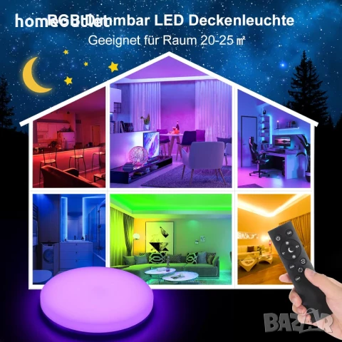 ПРОМОЦИЯ 24W RGB LED плафон с дистанционно и регулируема светлина OEEGOO LS-CL-B24W-DIM+RGB, снимка 6 - Лед осветление - 51139867