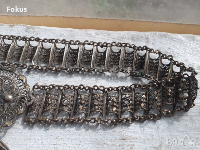 Възрожденски сачанен колан филигран с позлата, снимка 3 - Антикварни и старинни предмети - 53429689