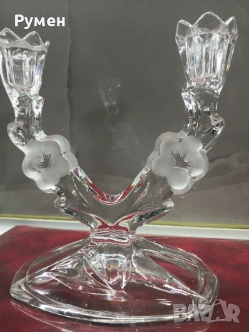 Винтидж кристален свещник , снимка 7 - Декорация за дома - 54234209