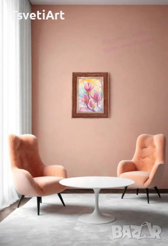 Оригинална картина – магнолии – акварел – идея за подарък, снимка 7 - Картини - 53877627