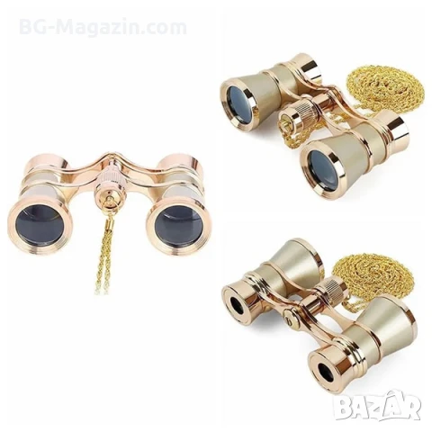 Луксозен театрален бинокъл 3×25 черен с верижка за театър опера концерти балет подарък реквизит, снимка 11 - Други ценни предмети - 50931293