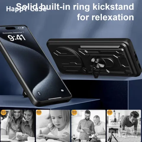 Xiaomi Redmi Note 14 / 14 Pro / 14 Pro+ / CARD SLOT Удароустойчив кейс гръб калъф с пръстен, снимка 7 - Калъфи, кейсове - 48643937