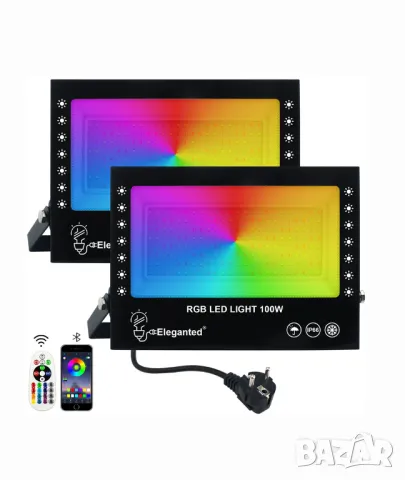 2/бр.LED RGB Смарт прожектор, 100W външни прожектори IP66, снимка 1 - Прожектори - 48162709