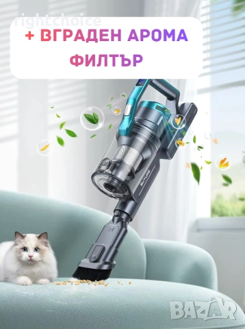 НОВА Мощна безжична вертикална прахосмукачка 450W 3 режима, 55 мин работа, снимка 9 - Прахосмукачки - 52524646