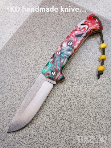 Сгъваем нож ръчно изработен от М390 стомана + ПОДАРЪК кания, снимка 2 - Ножове - 51501238