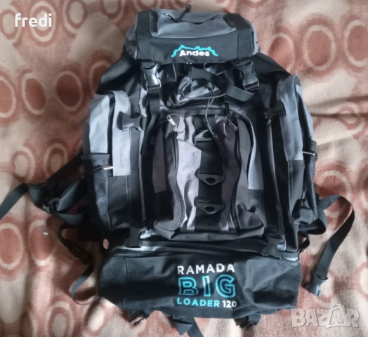 Голяма Сиво-черна туристическа раница (Ramada big loader 120), снимка 6 - Раници - 52366889