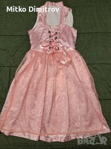 Розова Баварска рокля. Размер S, снимка 1 - Рокли - 45753541