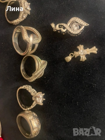 Сребърни бижута,висулка и пръстени с мойсанит