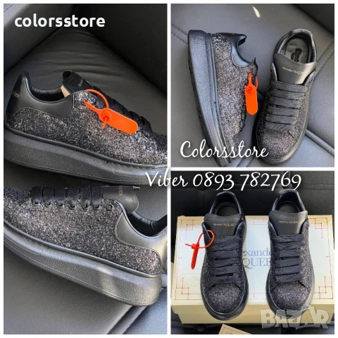 Дамски кецове  Alexander McQueen   черен брокат/BR29 /