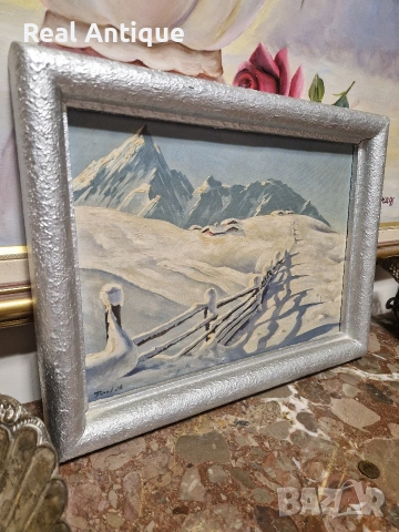 Стара страхотна антикварна картина авторска масло върху платно , снимка 5 - Антикварни и старинни предмети - 54224122