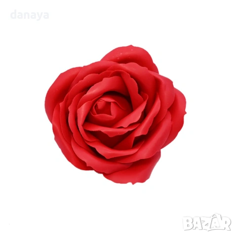 6384 Декоративна червена сапунена роза, 6 см, снимка 3 - Изкуствени цветя - 53350986