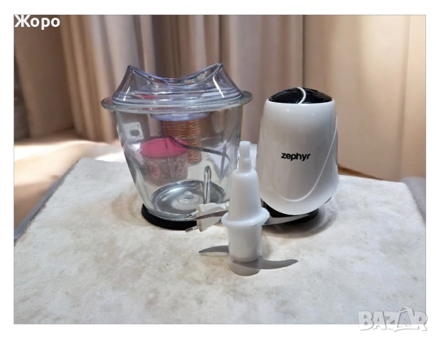 Чопър ZEPHYR ZP 1111 IG със стъклена купа ,1.5 литра, 2 скорости,Бял, снимка 4 - Чопъри и пасатори - 52723267