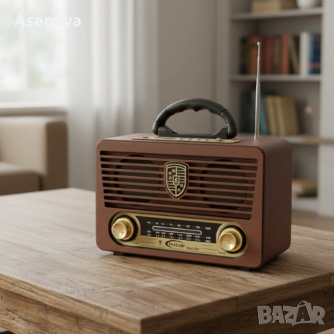 Ретро радио с Bluetooth и дистанционно управление Yuegan YG-115BT – AM/FM/SW, USB/TF MP3, акумулатор, снимка 3 - Антикварни и старинни предмети - 53562449