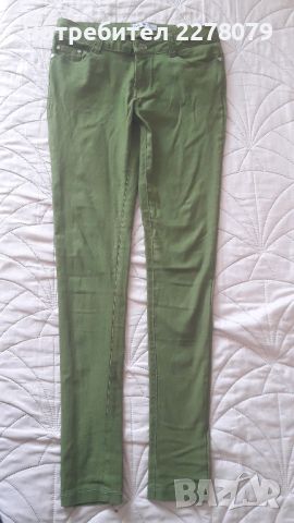 Дамски зелен панталон с ниска талия