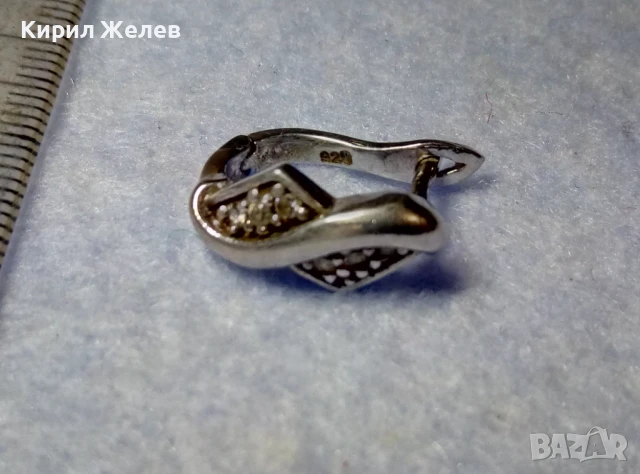 СКЪПОЦЕННА СРЕБЪРНА ОБЕЦА СРЕБРО 925 АНГЛИЯ с БЯЛА ПОЗЛАТА и ИСКРЯЩИ ЦИРКОНИ 50154, снимка 8 - Обеци - 50542261