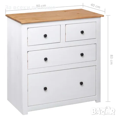 Бюфет, бял, 80x40x83 см, борова дървесина, Panama Range Код P332, снимка 3 - Бюфети - 49789925