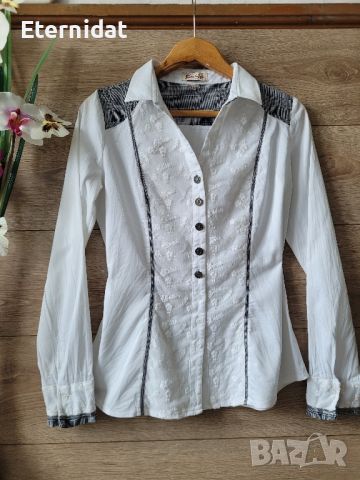 Бяла риза с дантела TINTA STYLE, снимка 1 - Ризи - 45466982