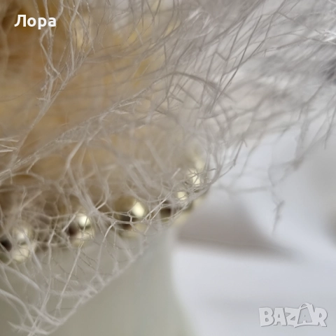 Ръчно изработена уникална роза декорирана в кристална чаша с перлички, снимка 3 - Декорация за дома - 52322607