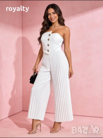 Нов Елегантен Бял Дамски Гащеризон 