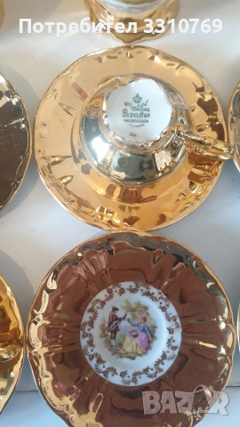 Луксозни немски порцеланови позлатени сервизи за кафе от Бавария. , снимка 6 - Сервизи - 53802000