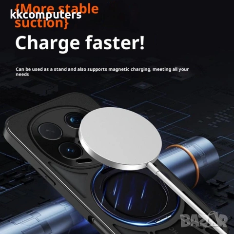 Магнитен калъф за Honor Magic8 Pro 5G с Въртяща се Стойка - PC+Силикон+Метал, Отверстия за охлаждане, снимка 4 - Калъфи, кейсове - 53285239