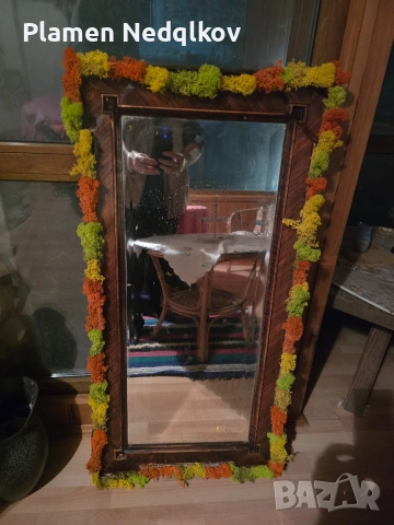 Старо огледало със масивна дървена рамка., снимка 3 - Антикварни и старинни предмети - 53113577