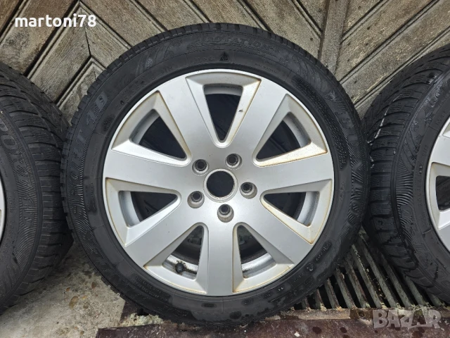 4бр. оригинални алуминиеви джанти 5х112 за Ауди А6, 16 цола със зимни гуми., снимка 3 - Гуми и джанти - 51082372