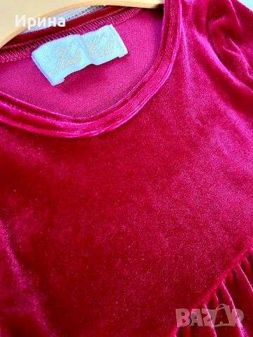 ✨ Кадифена рокля за момиче. В два размера: 86/92 и 110/116, снимка 3 - Детски рокли и поли - 50759290