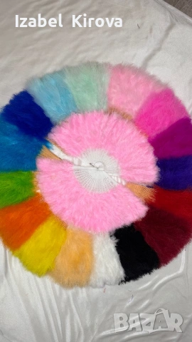 Цветно ветрило с естествени пера/ бяло,синьо,розово,жълто,червено,черно, оранжево, зелено, лилаво,