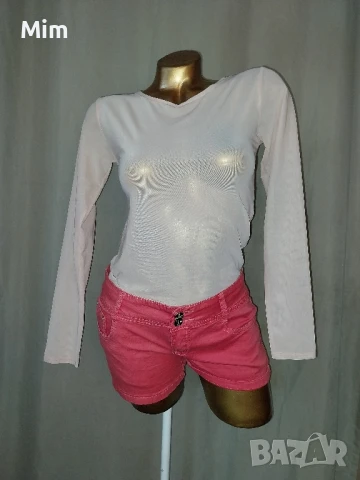 М Прозрачна блуза в светло розово и къси розови къси панталонки , снимка 2 - Къси панталони и бермуди - 50902243