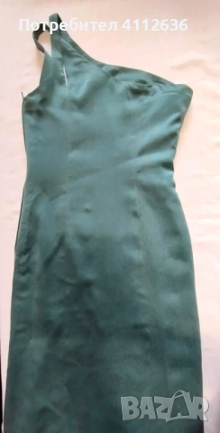 Вечерна винтидж рокля от зелена италианска коприна 