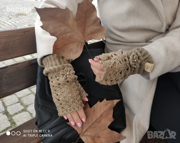 Handmade дамски ръкавици без пръсти с лого, снимка 17 - Ръкавици - 49680236