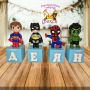 Керамични кубчета с букви за изписване на детско име / Именки, декорирани с фигурки на Супер Герои, снимка 1
