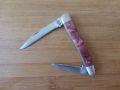 Джобно ножче с 2 остриета розово Буковец, снимка 1 - Антикварни и старинни предмети - 45307188