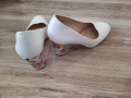 Дамски бели обувки със шарен ток на цветя 39 номер, снимка 7