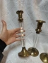 Елегантен комплект винтидж бронзови свещници (3 бр.) в стил Hollywood Regency., снимка 3