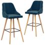 vidaXL Бар столове, 2 бр, сини, кадифе(SKU:289463, снимка 1 - Столове - 45332009