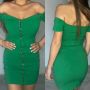 Зелена рокля с колан, снимка 1 - Рокли - 45827371