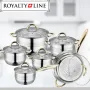 Комплект тенджери и тиган Royalty Line RL-1231G, 12ч.,16К/16/18/ 20/24/24Tсм., Индукция, снимка 1