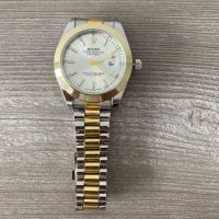 Часовник Rolex Datejust бял циферблат и сиво/жълта каишка , снимка 2 - Мъжки - 45887287