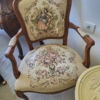 Френско кресло с гобленова дамаска , снимка 1 - Столове - 45276365