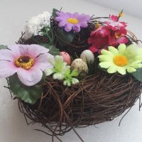 Декоративно гнездо с цветенца и яйца, снимка 5 - Декорация за дома - 45083655
