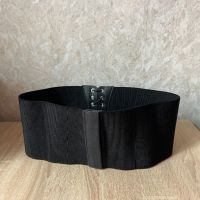 Черен ластичен колан за талията с кожен детайл тип корсет с връзки 🖤, снимка 4 - Колани - 45673422