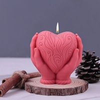 3D голямо сърце с ръце Силиконов молд форма за свещи сапун фондан , снимка 4 - Форми - 45650419