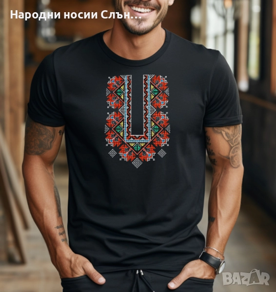 Мъжка тениска с бродирана шевица от производител, снимка 1